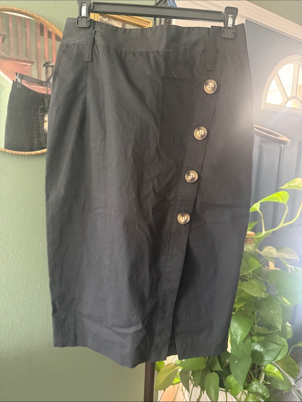 Worthington Black Pencil Skirt with Side Button Detail